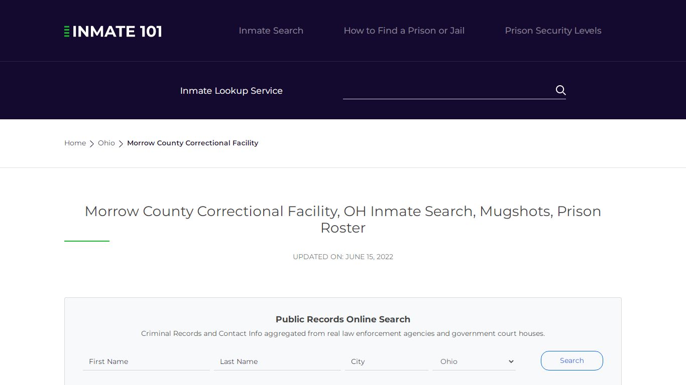 Morrow County Correctional Facility, OH Inmate Search ...